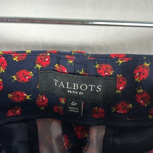 Talbots Heritage Fit Navy Blue Ladybug Print Cropped Pants -Size 4p - Picture 4 of 9